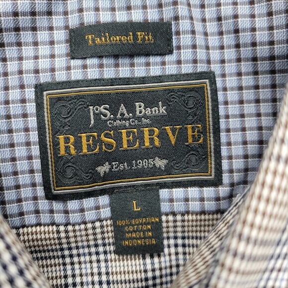 Jos. A Bank reserve dress shirt tailored fit button down plaid mens L 3679 - Picture 8 of 9